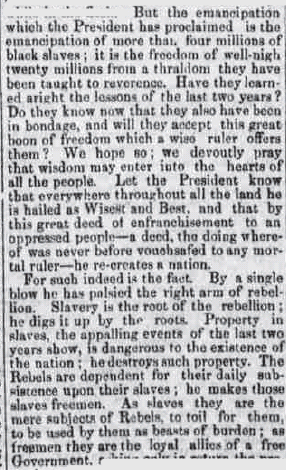 Newsclipping from the Belmont Chronicle, Oct. 2, 1862
