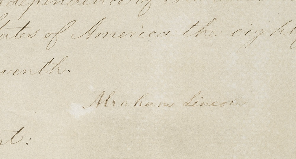 Lincoln's signature on the Emancipation Proclamation